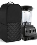 Vitamix 64 Oz Low Profile Blender Cover With Soft Quilted Nylon Interior Black The Protective Sleeve For 5300 7500 780 Pro 750 A3500 A2500 And Other 64 Oz Models shown beside blender