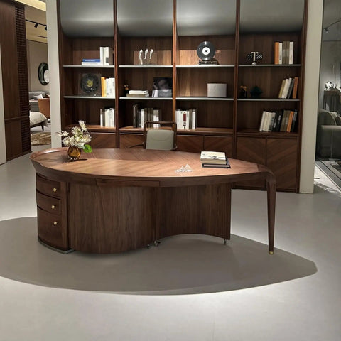 Built Tough Black Walnut Computer Desk Featuring Legit Mortise And Tenon Joinery Extra Large Chinese Style Home Office Workstation with drawers.