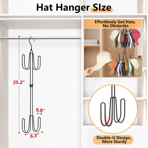 Heavy Duty Stainless Steel Hat Hangers For Closet, Baseball Cap Organizer Rack To Keep Your Daily Drip Intact, Ample Space Saving Wardrobe Storage Solution, Legit Cap Collector Essential