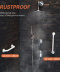 Two Pack 12 Inch Oil Rubbed White Shower Grab Bars With Anti Slip Knurled Grip For Heavy Duty Support installed in shower