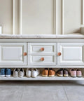 Boho Wood Dresser Knob Set With 10 Screws And Small Wrench Dense Leaf Pattern Resin Cabinet Knobs on white dresser with shoes
