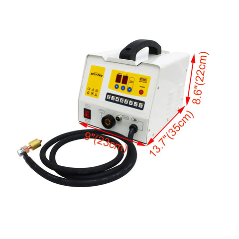 Car Body Dent Puller And 7 Function Spot Welder Kit For Auto Body Repair 220V Stud Welder Tool with size dimensions visible