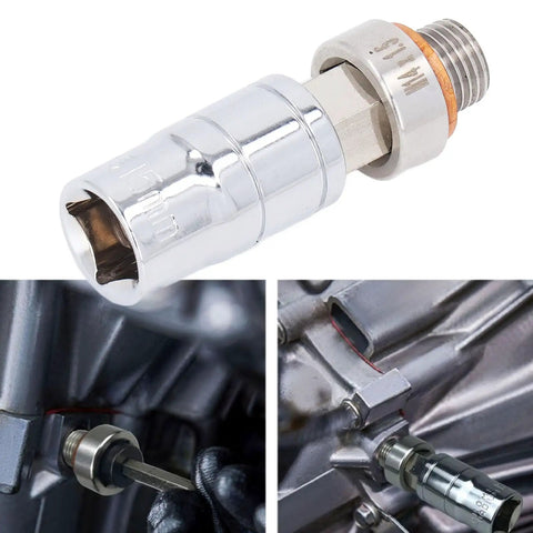 Heavy Duty Oil Pan Drain Plug Repair Kit Fix Stripped Threads Fast No Tools Stainless Steel M14x1.5 Seal Leak Proof Quick Change For Car, stainless steel oil pan plug