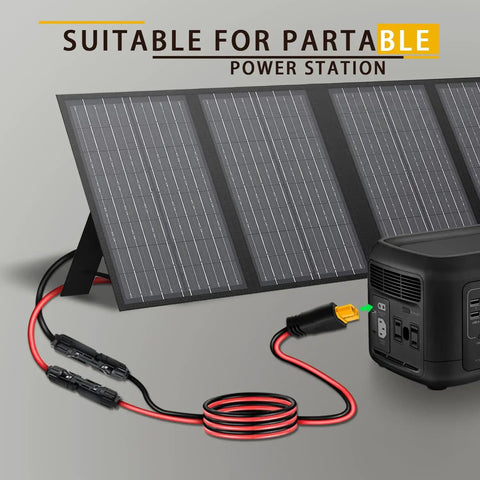 12AWG MC4 To XT60 Solar Panel Cable, 10 Feet Extension For Portable Power Stations And RV Generators setup
