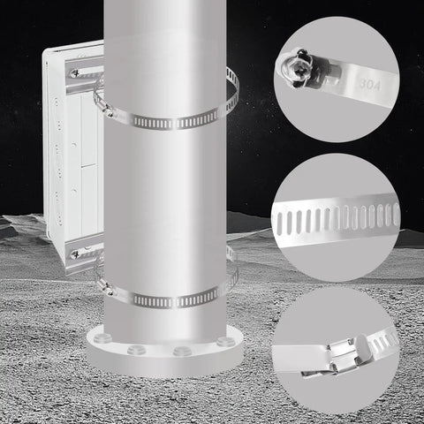 Pole Mounting Kit 304 Stainless Steel With Adjustable 50 To 200mm Clamp Heavy Duty Brackets For Outdoor Electrical Boxes