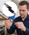 Man installing 60 Pcs Quick Clip Wire Connectors Set For 18 To 22 AWG Low Voltage LED Strips, kitchen scene