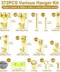 Beefy 372 Piece Picture Hanging Kit With Nails Sawtooth Hangers Hooks Ring Holes And Wall Hardware, detailed components image