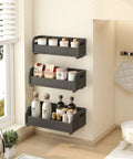 Go-To Tea Bag Organizer Rack With 3-Tier Bamboo Display, Stackable Wall Mount, Holds 180 Plus Tea Bags, Black Finish in kitchen