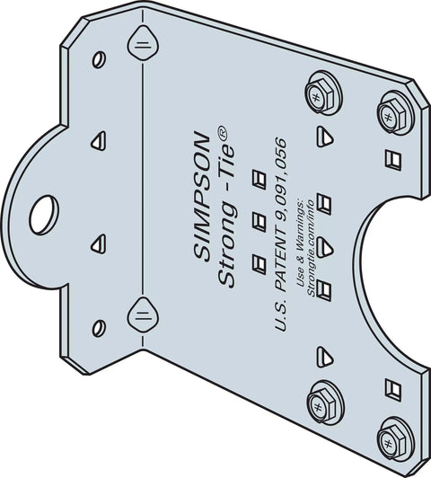 MSSC 4.25 R50 Galvanized Steel Stud Clip 12 Gauge with prepunched holes for structural framing, metal view with bolts