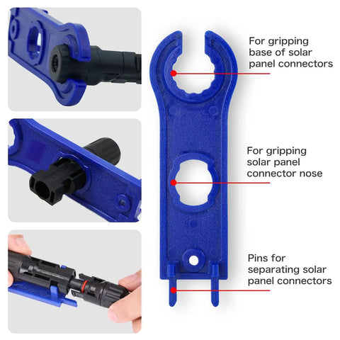 Heavy Duty Solar Crimping Tool Kit For 2.5 4 6 Square Millimeter And 10 14 AWG Cables spanner wrench and connector details