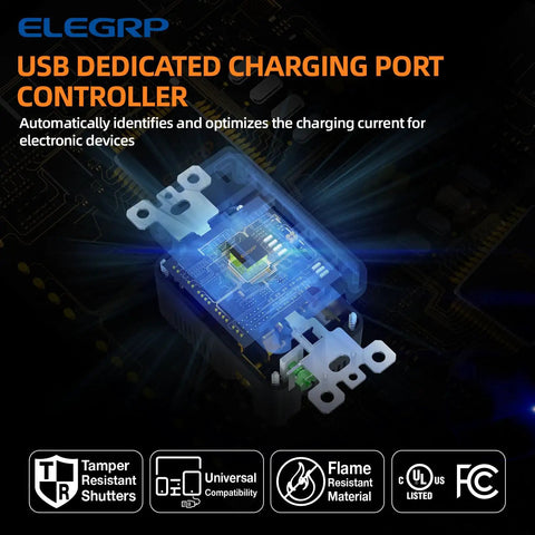 No Sweat Home Upgrades With This Slick 30 Pack Of Matte White USB Charger Wall Outlets Featuring Dual Type A And C Ports Plus 20 Amp Tamper Resistant Power Receptacles, showcasing USB charging port controller with visible circuit design.