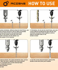Instructions for ACIRNS Damaged Screw Extractor Kit Must Have for Stripped Rusty Screws, showing HSS 4341 extractors and usage steps.