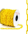 Yellow Plastic Chain Safety Barrier 124 Feet With 2 Inch Links Lightweight UV Protected on reel for crowd control
