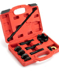Open red case with Wheel Bearing Puller Tool Kit For Motorcycles 0.75 Inch 1.0 Inch And 25mm Bearings ABS Or Non ABS Fits 2000 Through 2025 Models Easy Install And Removal With Durable Alloy Construction.