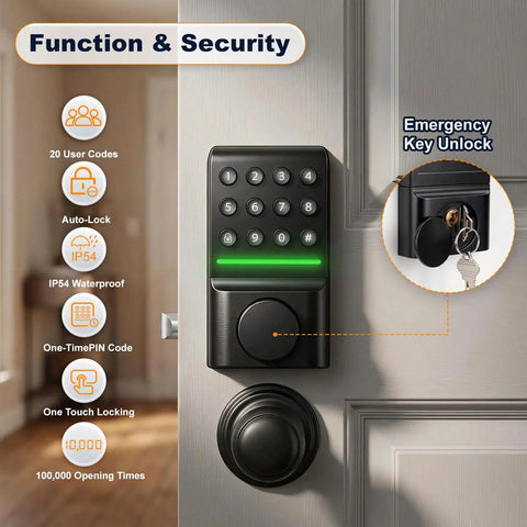 Seamless Keyless Entry Deadbolt With Offline Smart Keypad Doorlock Silent Night Mode Led Indicator For Rock Solid Home Security And Easy Peasy Installation