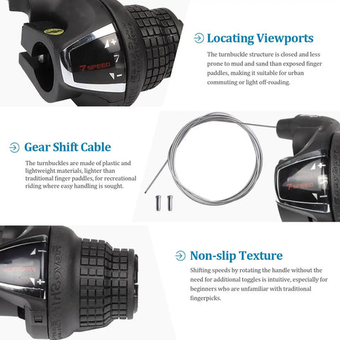 Right Hand Bicycle Shift Lever For 7 Speed Twist Grip Revoshift Mountain Bike Shifter, SL RS35, non-slip texture details