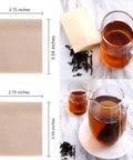 400 Count Disposable Tea Filter Bags With Drawstring For Loose Leaf Tea Unbleached Natural Paper 7 By 9 Cm shown with tea cup
