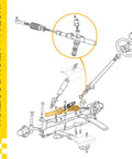 Diagram showing installation of TXT Steering Rack And Gear Box Assembly For Golf Cart EZGO TXT MPT Electric And Gas 2001 Up