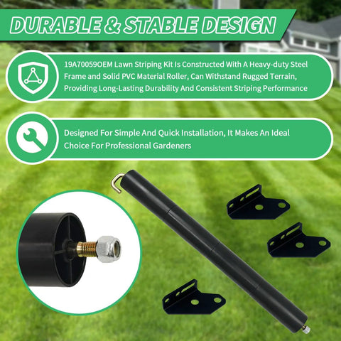 All Purpose Lawn Striping Kit For 50, 54 And 60 Inch Zero Turn Mowers, Precise Fit For Cub Cadet Ultima Series And Troy-Bilt Mustang Z Models, shown with rugged PVC roller and mounting brackets.