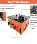 Built Like A Tank Electric Rebar Bender With Finger Tip Foot Switch Table Stand Setup For Quick Steel Rod Bending And Smooth 0 To 180 Degree Angles On Tough Jobs with emergency stop switch and adjustable fixed device.