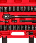Half Inch Drive Socket Set 25-Piece SAE And Metric Impact Sockets With Ratchet Wrench And Storage Box, CR-V Construction