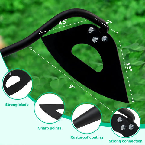 Heavy Duty Garden Hoe For Fast Weeding And Grass Removal, 55 Inch Long Handle, Hardened Hollow Eye Hoe detail and dimensions