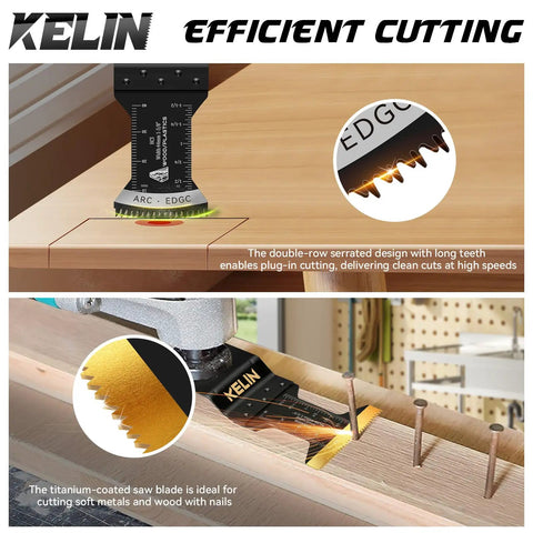 Top Shelf 120 Piece Oscillating Multi Tool Accessory Kit Packing Tough As Nails Cutting Sanding And Scraping Blades, double-row serrated design for precise cuts.
