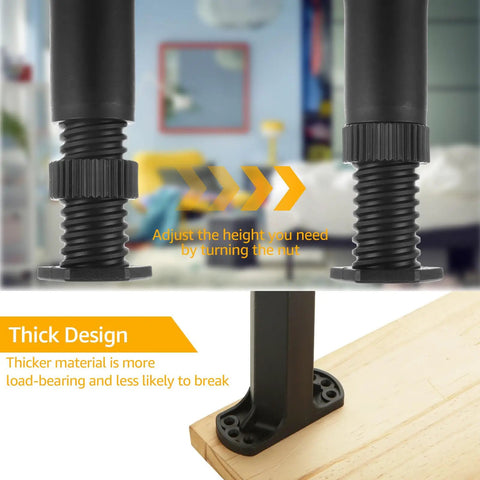 Heavy Duty Bed Support Legs 8 Pack Adjustable Height Center Supports For King Queen Bed Frame Slat Replacement close-up of adjustable leg with nut.