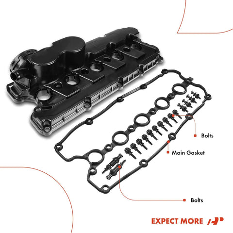 Engine Valve Cover With Gasket And Bolts For VW 2.5L L5 Engines Beetle 2006-2018, Golf, Jetta, Passat, Rabbit Replacement Kit
