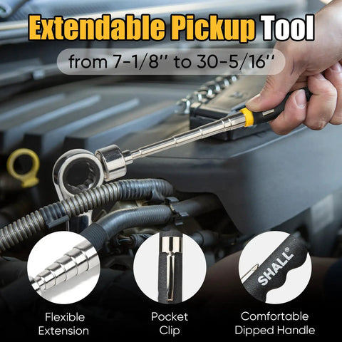 Must Have 3 Piece Magnetic Tool Mat Set With Telescoping Magnetic Pickup Tool, Flexible Magnet Holder Pad, 83 Built In Magnets And 25 Lb Pull, Includes Large Medium Small Mats Plus Extendable Magnet For Wrenches Screws And Bolts