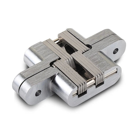 Hidden Door Hinges Two And Three Eighths Inch Concealed Cross Hinges Zinc Alloy 180 Degree Swing 8 Pack for wood doors and cabinets