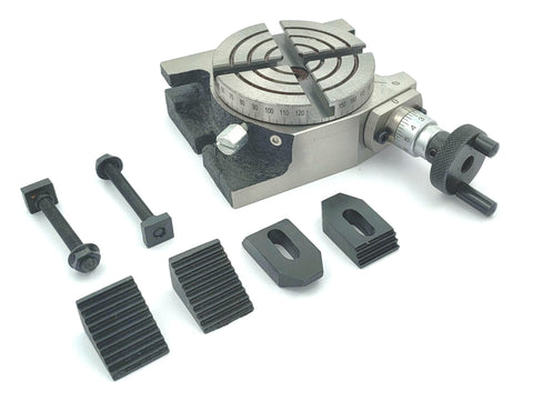 Compact 80mm Rotary Table With 3 Inch Regular Size, ER20 Collet Adapter, M6 Clamp Kit, 360 Degree Dial, 1:36 Worm Gear, Lightweight Cast Iron