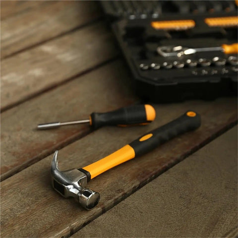Hammer and screwdriver from Beefy Auto Repair Tool Set For Home DIY In Plastic Storage Box With Screwdriver And Hammer All In One Hand Tool Kit