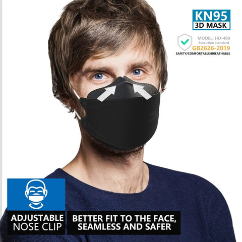 Black KN95 Face Masks Pack Of 100 Breathable Comfortable Disposable Respirators For Everyday Use Safe Fit Adult Size High Filtration