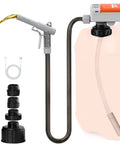 No Strings Attached Cordless Fuel Transfer Pump With Auto Stop, hose and attachments for gas cans, USB powered, heavy duty design.