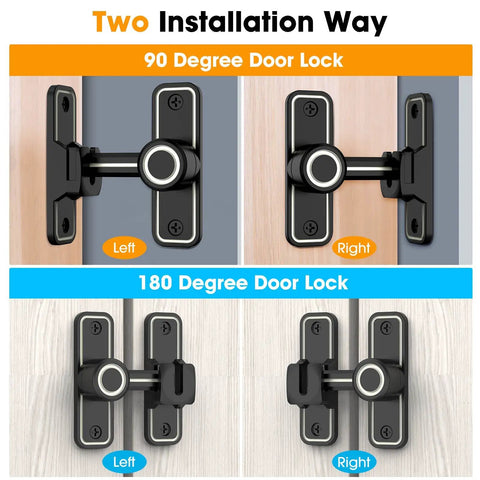 Keyless Entry Sliding Barn Door Lock Kit 2 In 1 With 90 Degree And 180 Degree Latches Flip Gate Door Hardware shown installed