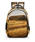 Vintage Barn Tractor Wheat Farm Print Unisex Daypack With Extra Large Capacity Durable Polyester Travel Backpack Front View
