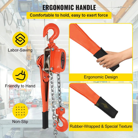 Super Heavy Duty Manual Lever Chain Hoist 3300 Lbs With 10 Foot Solid Carbon Steel Ratchet Come Along Designed To Rock Jobsites And Home Sheds Without Breaking A Sweat