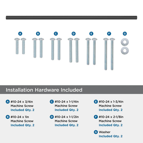 24 Inch Center To Center Matte Black Appliance Pull Bar Handle with included screws and washers for paneled appliances.