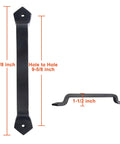 Front and side view of Barn Door Handle Set Eleven And One Eighth Inch Built Tough Rustic Cast Iron Gate Pulls In Black