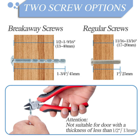 Illustration showing two screw options for Antique Bronze Cabinet Pulls Set Of 10 With 3 Inch Hole Centers and wire cutters.