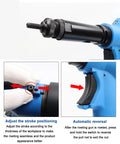 No Nonsense Heavy Duty Pneumatic Rivet Nut Pliers Set With M3 To M12 Tips And 7mm Adjustable Stroke showing adjustable stroke mechanism.