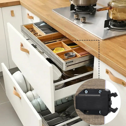 Four Pack Slick Push To Open Cabinet Latches Smooth Tap No Fuss Touch Catch Lock Self Securing Heavy Duty Drawer Hardware For Kitchen Cupboards And Wardrobes