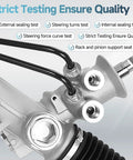 Close-up of 22-1000 Power Steering Rack And Pinion Plus Outer Tie Rods For Silverado 1500 And Sierra 1500 1999-2007, showing testing highlights.