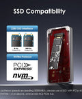 Next Level 80Gbps M.2 NVMe SSD Enclosure With Thunderbolt 5 And USB4 V2 Support showing 2280 SSD compatibility and NVMe protocol.