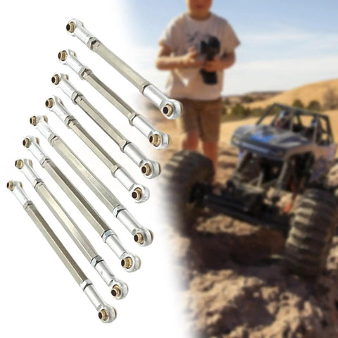 8 Pcs RC Steering Linkage Set For One Twelfth Scale MN128 Crawler Truck Replacement Chassis Rods Beefy Adjustable Metal Linkage Upgrade For Durable DIY RC Car And Truck Build