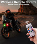 Motorcycle with 4 Pack Wireless LED Strobe Lights With Remote Control, 8 Colors USB Charging Waterproof Anti Collision Emergency Warning
