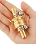 Four Piece Brass Garden Hose Repair Kit With Clamps For Half Inch Hoses Includes Three Quarter Inch GHT Male And Female Adapters