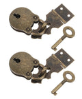 Vintage Bear Shaped Hasp Latch Lock With Keys, Antique Iron Mini Box Hinges And Locks, 2 Sets shown in detailed view