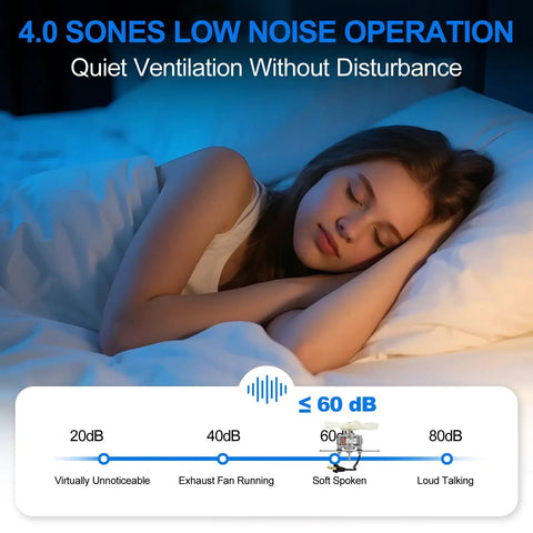 Woman sleeping peacefully illustrating quiet operation of Bathroom Exhaust Fan Motor And Blade Upgrade For 80 CFM Quiet Ventilation 4 Point 0 Sones Direct Replacement Compatible With 512 512M 673 673 C 8870 Models Beefing Up Airflow While Keeping It Quiet.